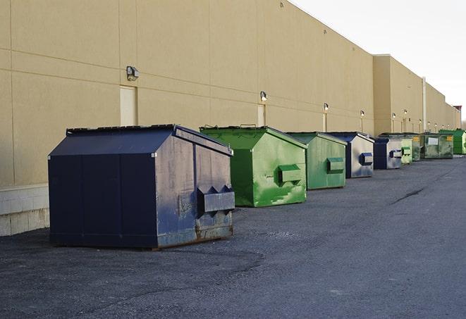 closed construction dumpster with a sign prohibiting unauthorized access in Arcadia